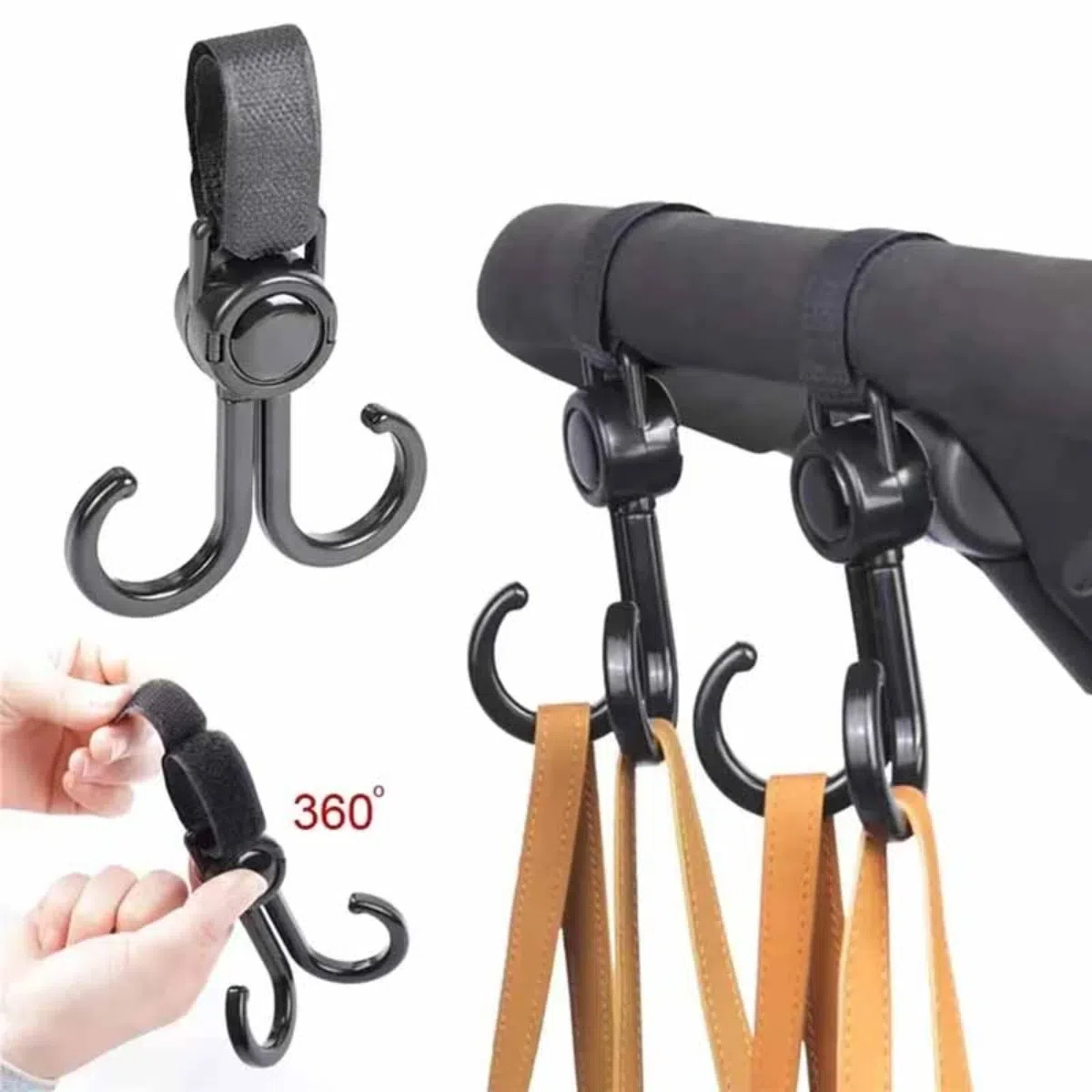 Travel Accessories For Baby - Drehbare Doppelhaken für Kinderwagen, Reisezubehör, Einkaufsstütze,