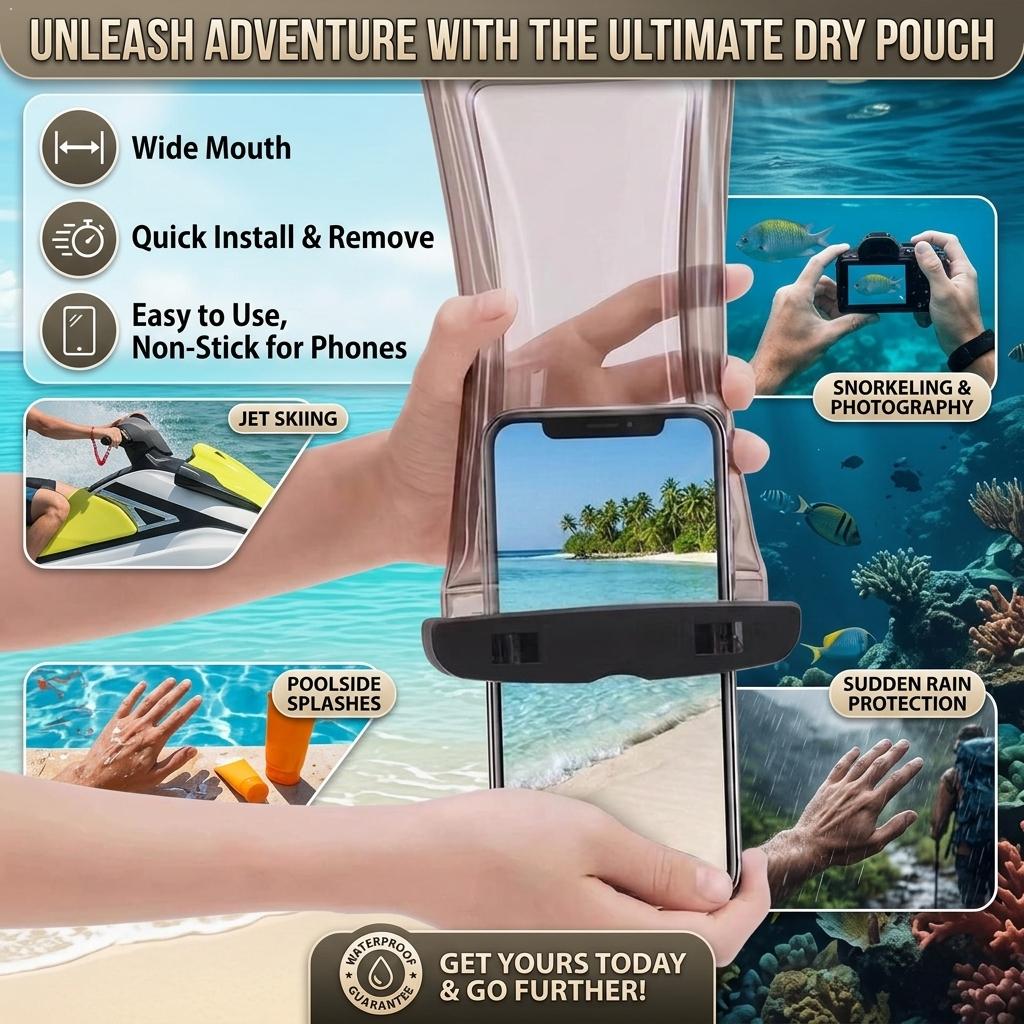 Travel Accessories Case - Transparente wasserdichte Handyhülle, Trockentasche für iPhone,