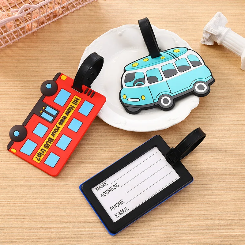 Travel Accessories International - Niedliche Cartoon-Autos, PVC-Silikon, Gepäckanhänger, Reisegepäck, Namensschild,