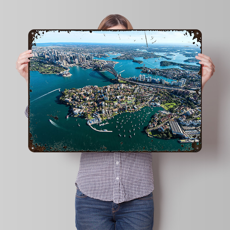 Travel Accessories Sydney - Sydney Australien Reise-Poster, personalisiertes Retro-Wandkunst-Vintage-Metallschild für