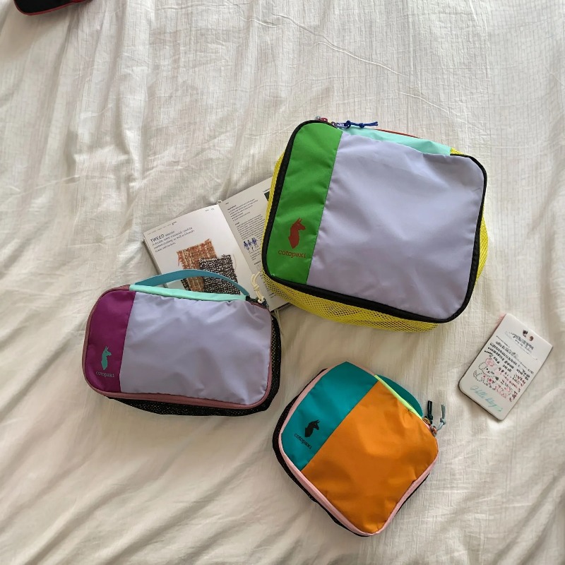 Travel Accessories Kit Bag - Mehrfarbige Patchwork-Reise-Toilettentasche 3-teiliges Set Wasserdichte Tragbare