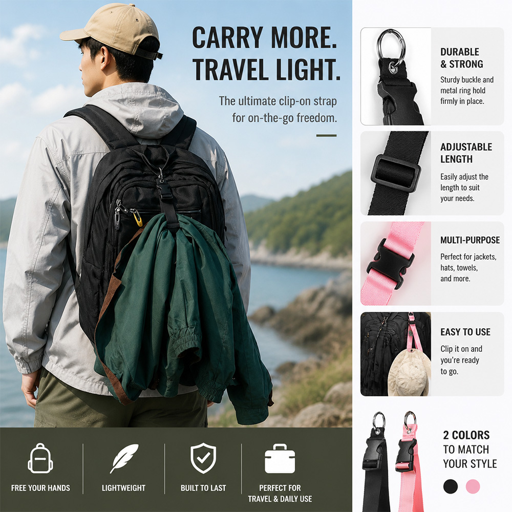 Travel Accessories Bag For Men - Tragbarer Anti-Diebstahl-Gepäckgurt, langlebige Outdoor-Schnalle, für Männer