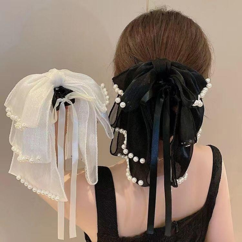Travel Accessories For Elderly - Haarschmuck für Damen, Perlenband, Schleife, Hai-Clip